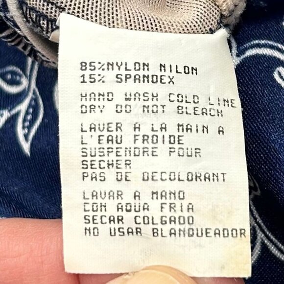 Longitude Navy Blue White Floral Print One-Piece Halter Swimsuit Size 10T - Picture 6 of 7